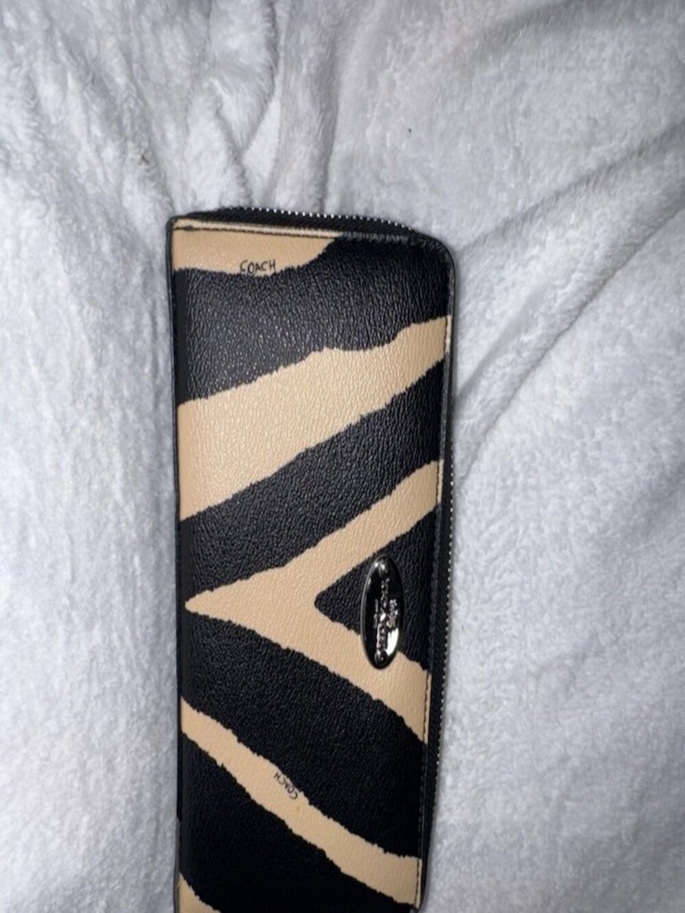 Coach Zebra Print Zip Around Wallet